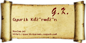 Gyurik Kármán névjegykártya